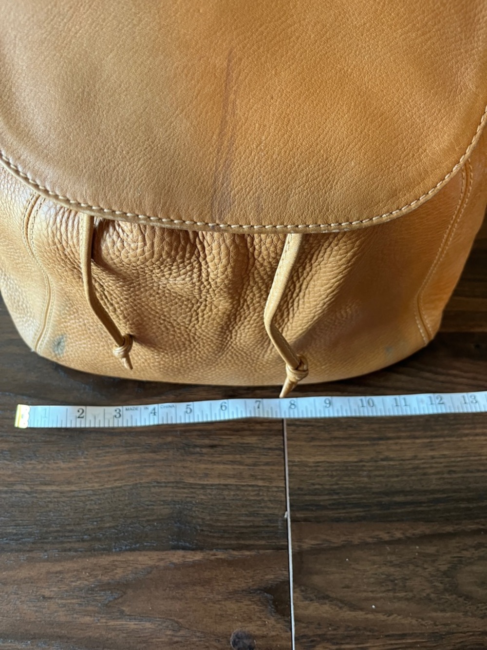 Vintage Coach Tan Large Leather Drawstring Backpack - Picture 6 of 9